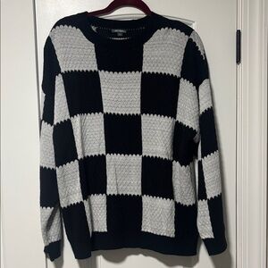 Wild Fable Black and White Checkered Crewneck Sweater Size Large